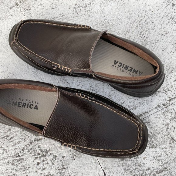 Perry Ellis America Men Shoes Brown Leather Upper Slip On Loafer Size 8.5M - Picture 7 of 8